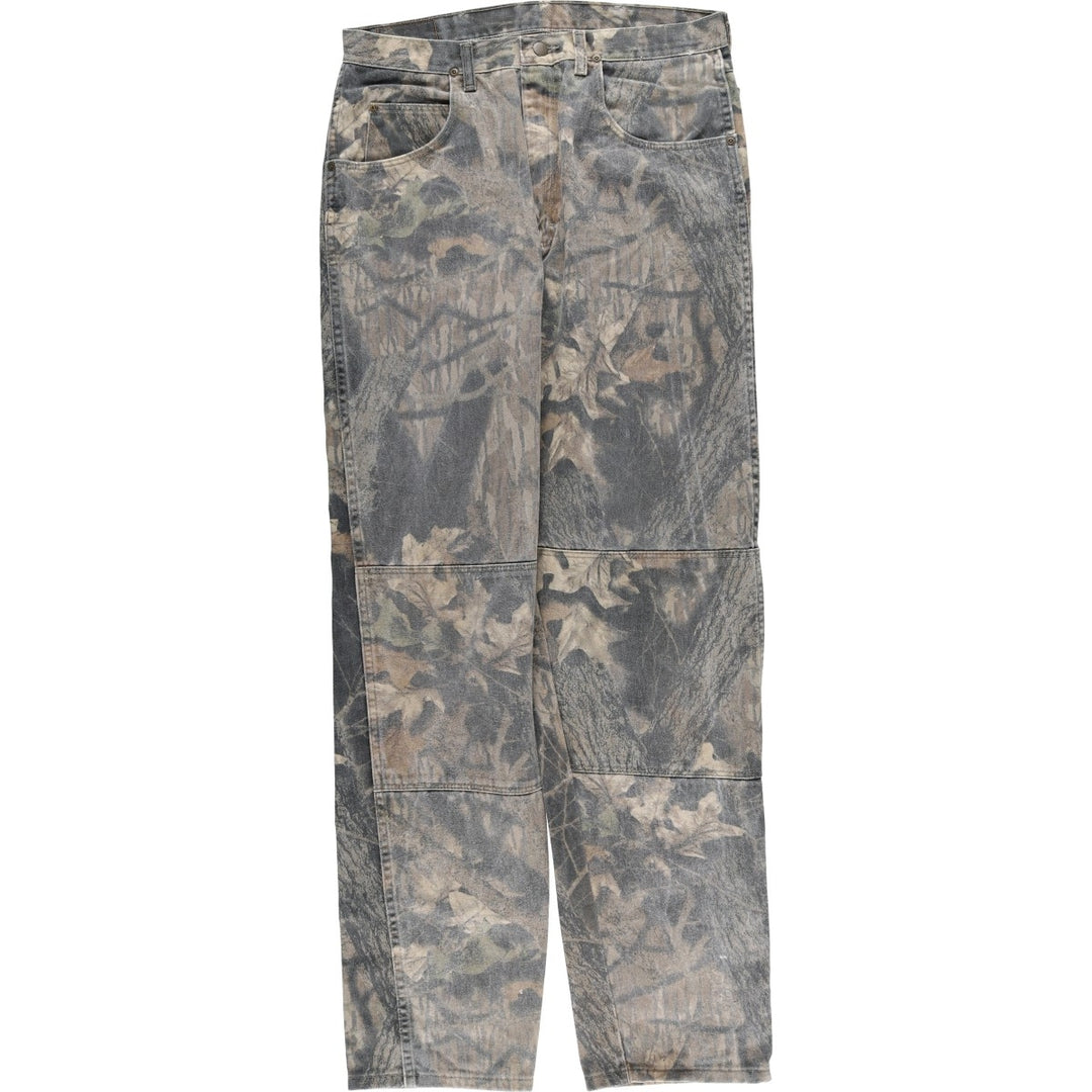 Wrangler Camouflage Pattern Real Tree Camo Double Knee Tapered Denim Pants Men's W35 cotton Khaki type Vintage Second Hand
