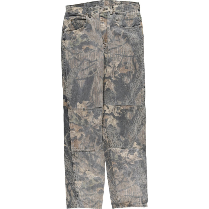 Wrangler Camouflage Pattern Real Tree Camo Double Knee Tapered Denim Pants Men's W35 cotton Khaki type Vintage Second Hand