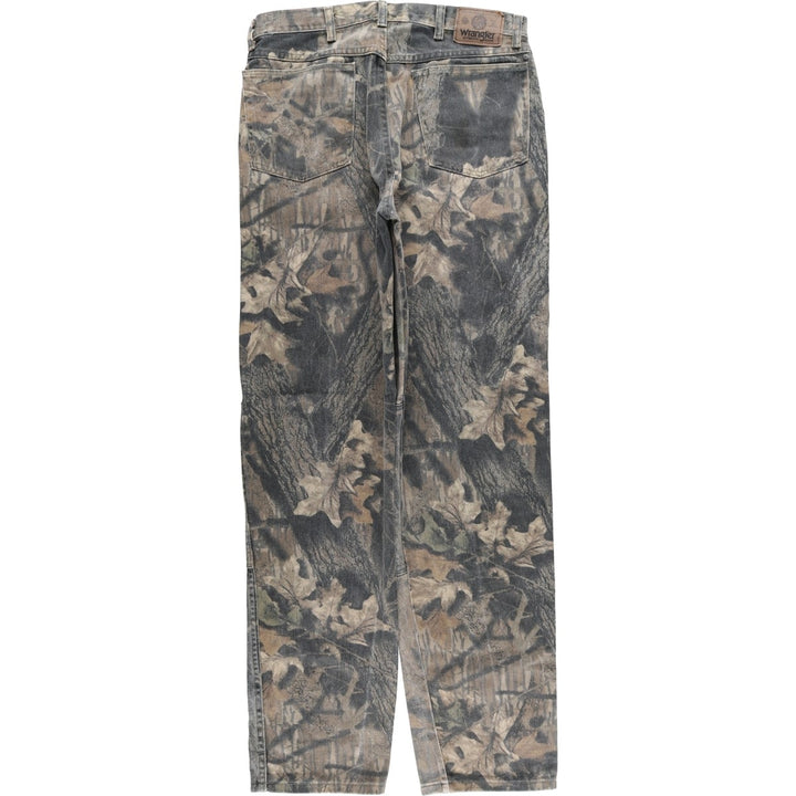 Wrangler Camouflage Pattern Real Tree Camo Double Knee Tapered Denim Pants Men's W35 cotton Khaki type Vintage Second Hand