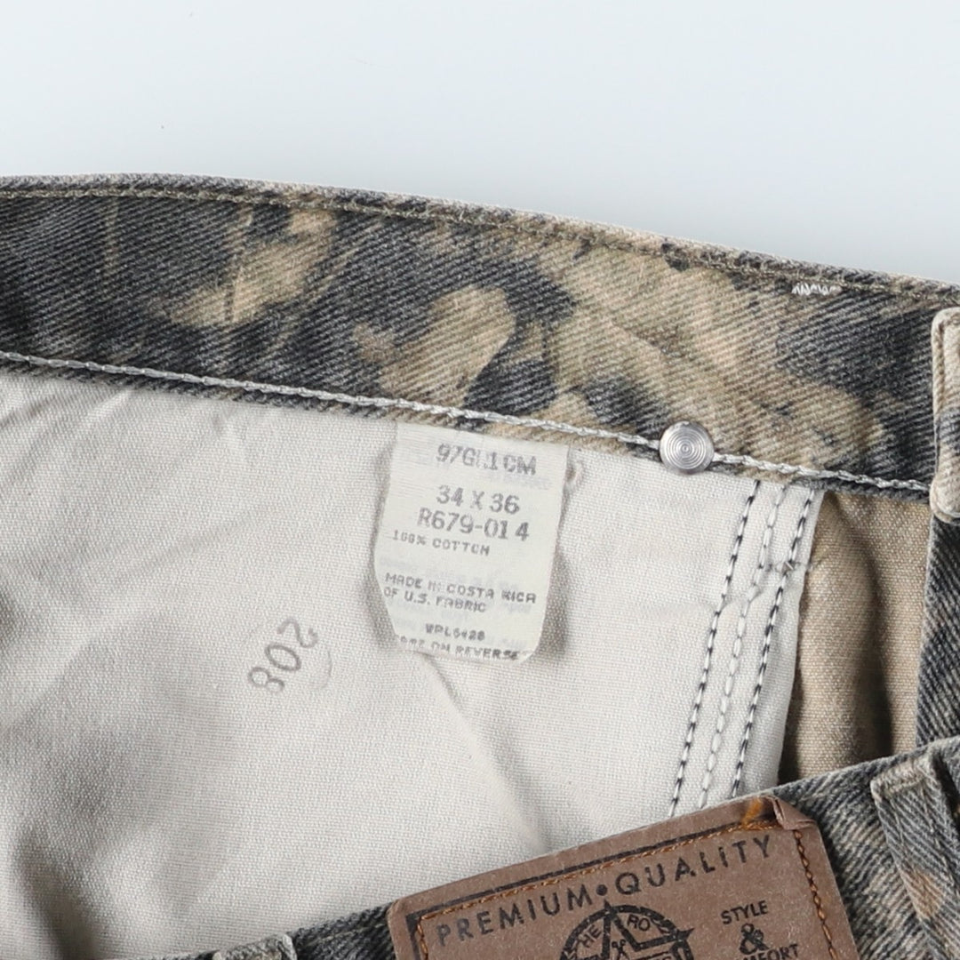 Wrangler Camouflage Pattern Real Tree Camo Double Knee Tapered Denim Pants Men's W35 cotton Khaki type Vintage Second Hand