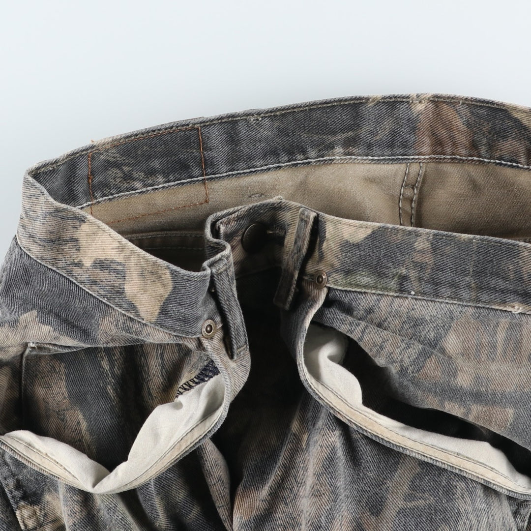Wrangler Camouflage Pattern Real Tree Camo Double Knee Tapered Denim Pants Men's W35 cotton Khaki type Vintage Second Hand