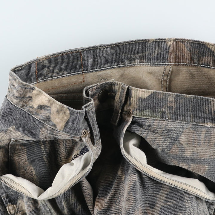 Wrangler Camouflage Pattern Real Tree Camo Double Knee Tapered Denim Pants Men's W35 cotton Khaki type Vintage Second Hand