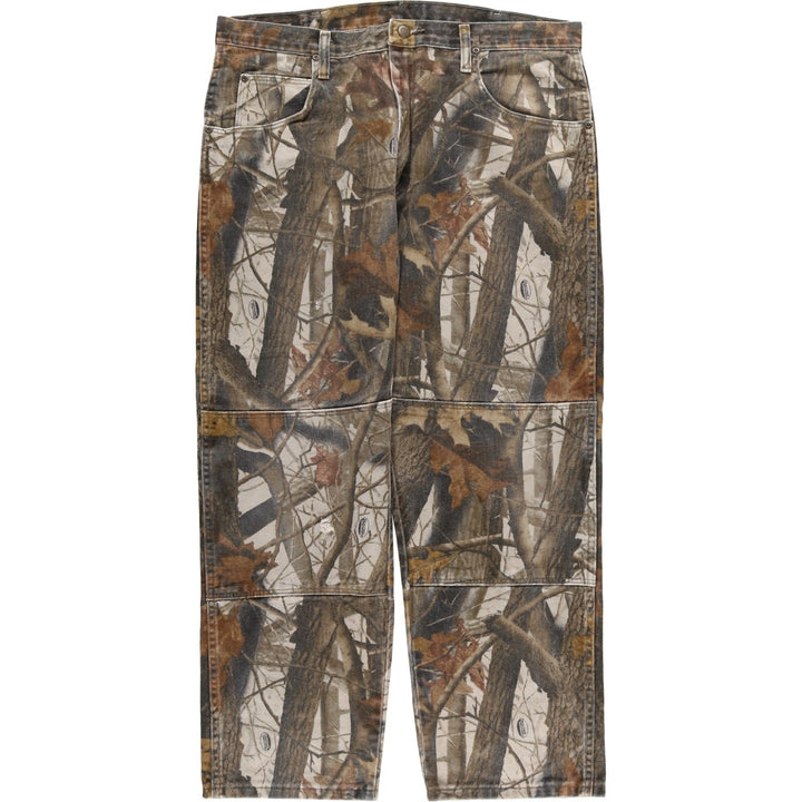 Wrangler Camouflage Pattern Realtree Camo Tapered Denim Pants, Men's Size W38 cotton Khaki type Vintage Second Hand