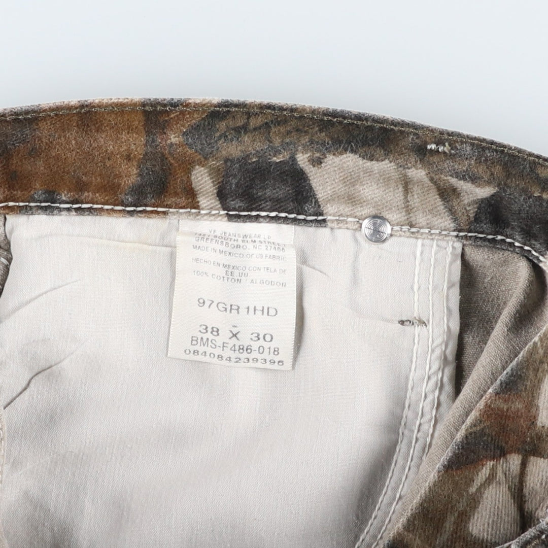 Wrangler Camouflage Pattern Realtree Camo Tapered Denim Pants, Men's Size W38 cotton Khaki type Vintage Second Hand