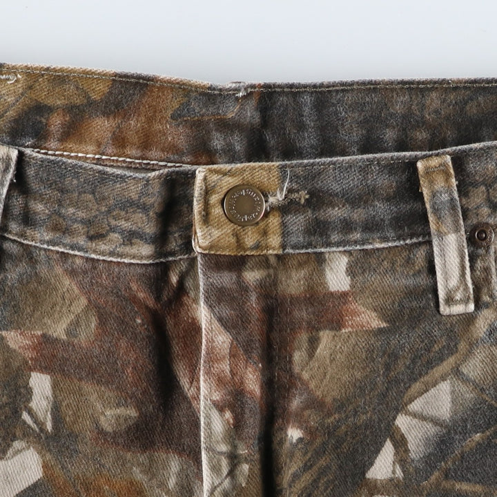 Wrangler Camouflage Pattern Realtree Camo Tapered Denim Pants, Men's Size W38 cotton Khaki type Vintage Second Hand