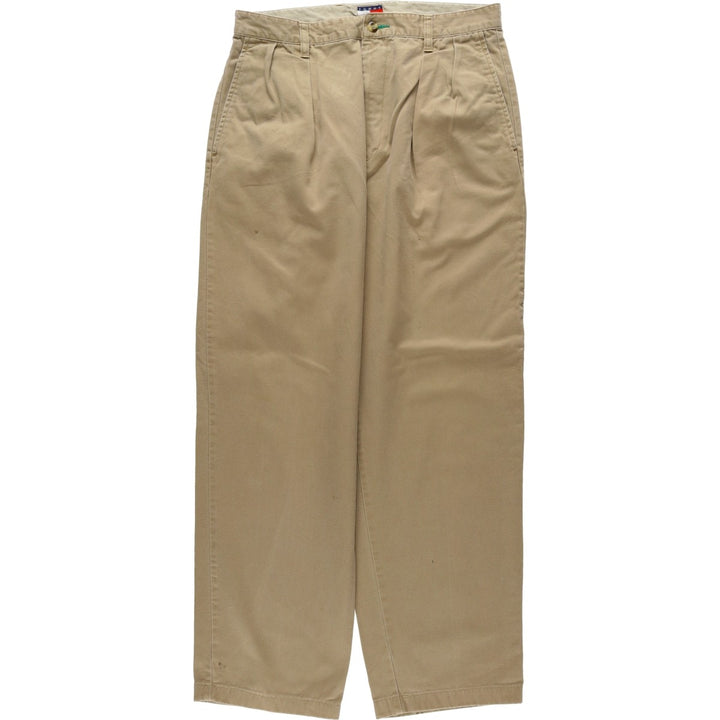 1990'S Tommy Hilfiger Two-Pleat Chino Pants, Men's Size W32 (approx.), Vintage cotton Beige type Vintage Second Hand