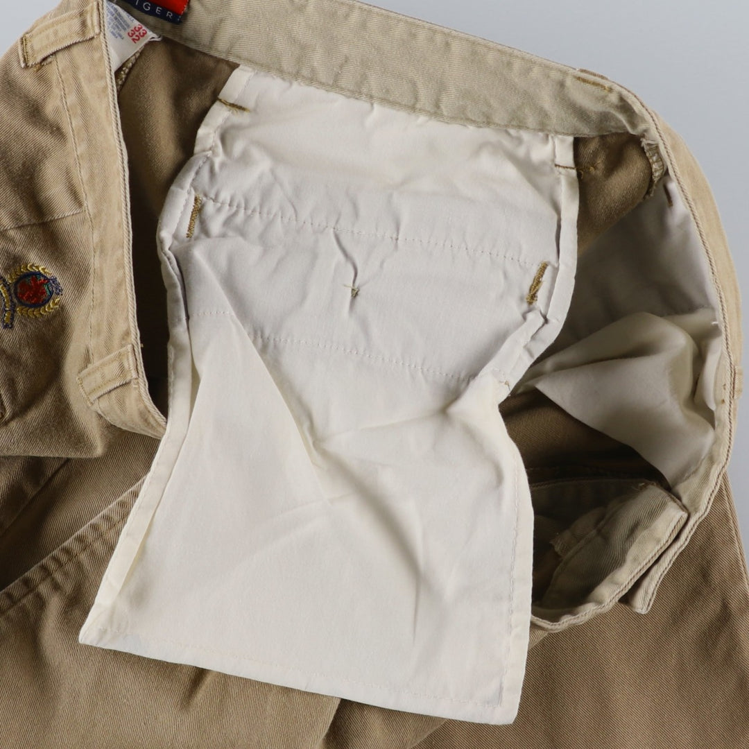 1990'S Tommy Hilfiger Two-Pleat Chino Pants, Men's Size W32 (approx.), Vintage cotton Beige type Vintage Second Hand