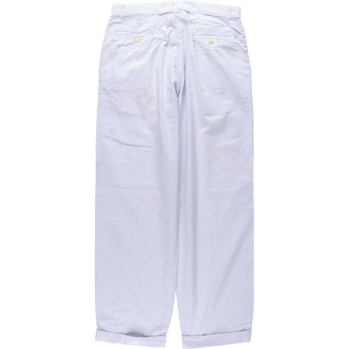 1990'S Ralph Lauren POLO by Ralph Lauren seersucker stripe pattern slacks, made in USA, men's size W31 (approx.) cotton blue type Vintage Second Hand