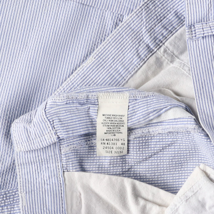 1990'S Ralph Lauren POLO by Ralph Lauren seersucker stripe pattern slacks, made in USA, men's size W31 (approx.) cotton blue type Vintage Second Hand