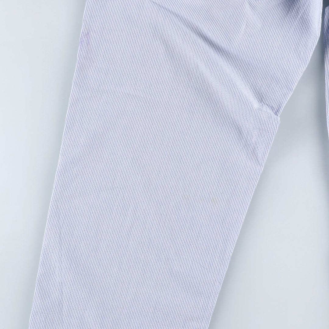 1990'S Ralph Lauren POLO by Ralph Lauren seersucker stripe pattern slacks, made in USA, men's size W31 (approx.) cotton blue type Vintage Second Hand