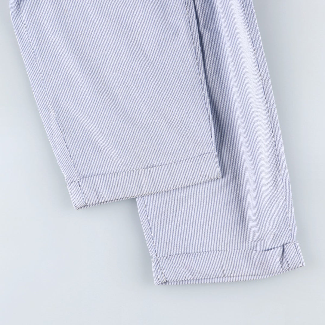 1990'S Ralph Lauren POLO by Ralph Lauren seersucker stripe pattern slacks, made in USA, men's size W31 (approx.) cotton blue type Vintage Second Hand