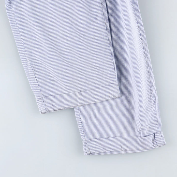 1990'S Ralph Lauren POLO by Ralph Lauren seersucker stripe pattern slacks, made in USA, men's size W31 (approx.) cotton blue type Vintage Second Hand
