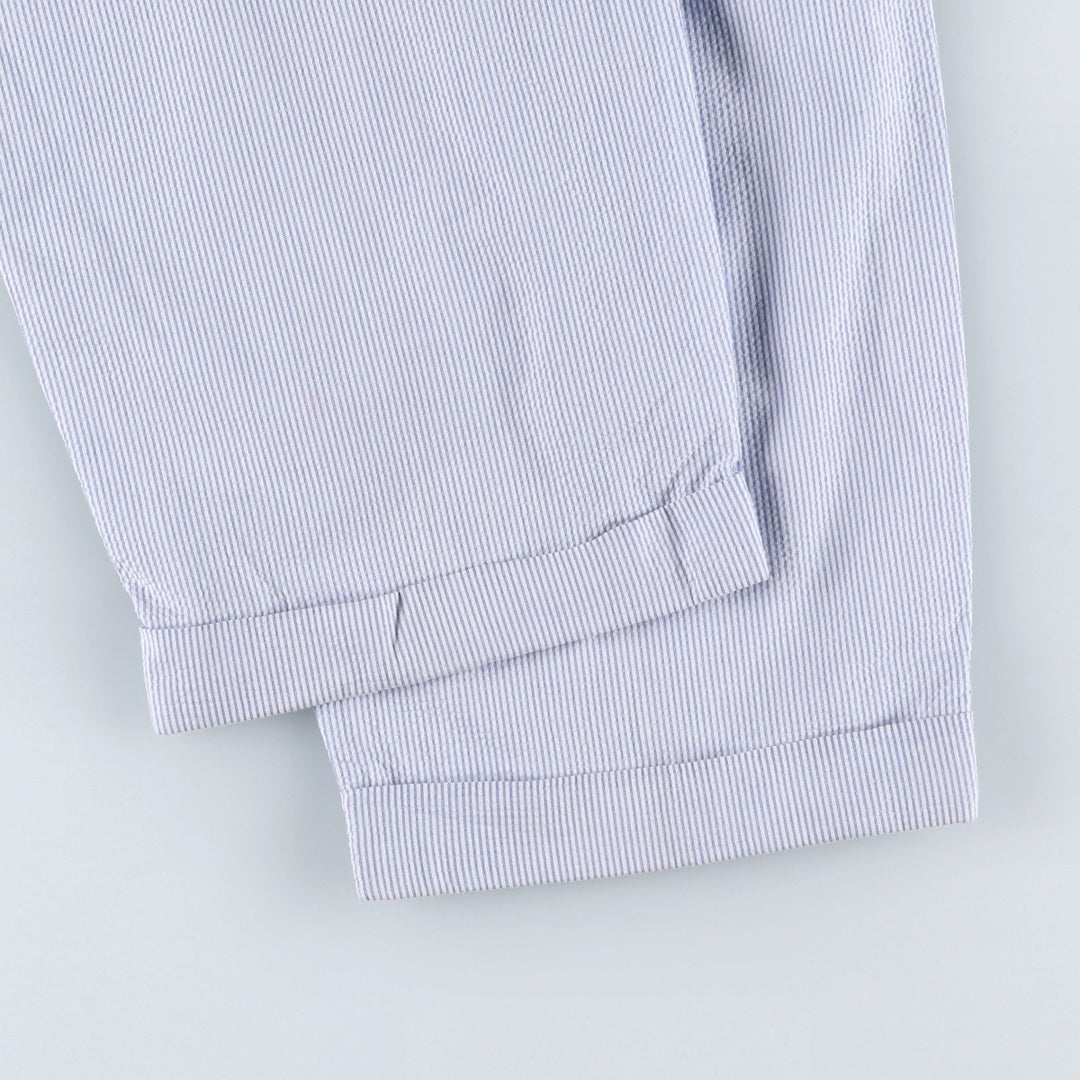 1990'S Ralph Lauren POLO by Ralph Lauren seersucker stripe pattern slacks, made in USA, men's size W31 (approx.) cotton blue type Vintage Second Hand