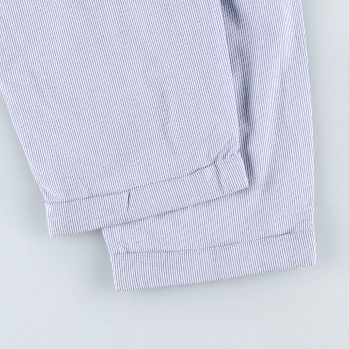 1990'S Ralph Lauren POLO by Ralph Lauren seersucker stripe pattern slacks, made in USA, men's size W31 (approx.) cotton blue type Vintage Second Hand