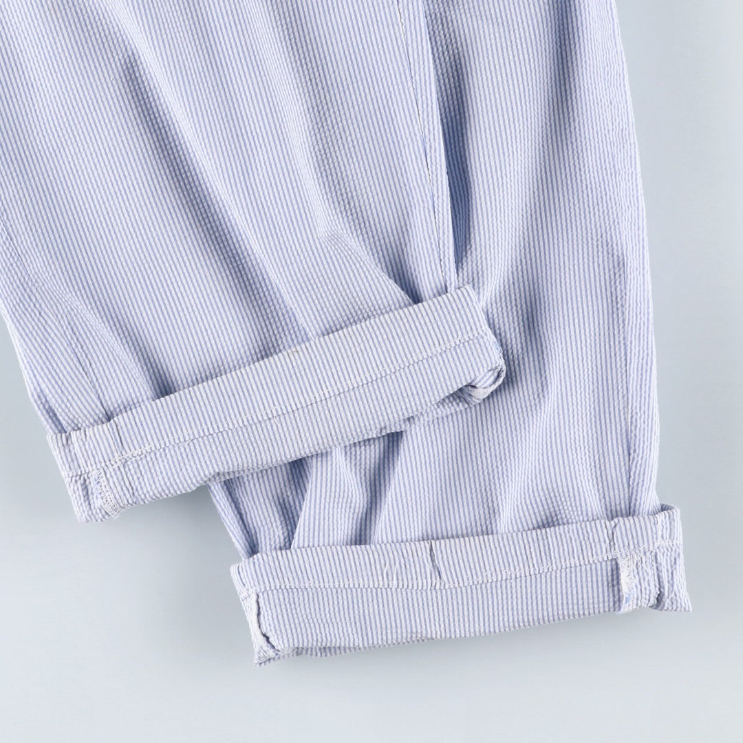 1990'S Ralph Lauren POLO by Ralph Lauren seersucker stripe pattern slacks, made in USA, men's size W31 (approx.) cotton blue type Vintage Second Hand