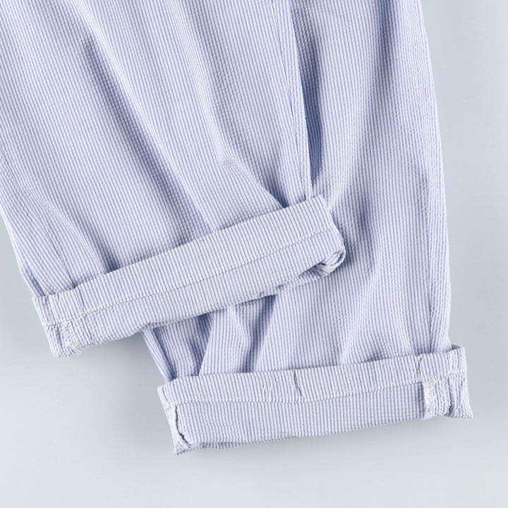 1990'S Ralph Lauren POLO by Ralph Lauren seersucker stripe pattern slacks, made in USA, men's size W31 (approx.) cotton blue type Vintage Second Hand