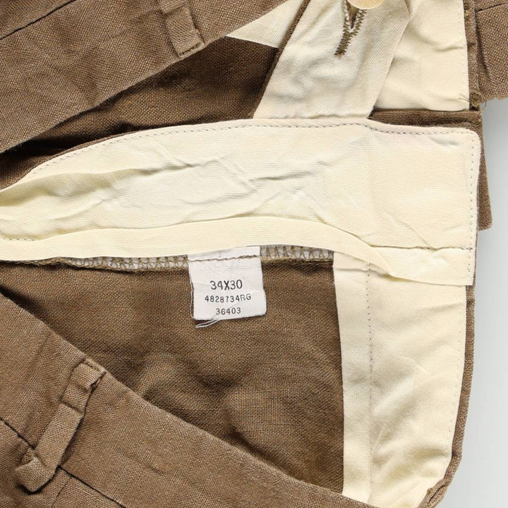 Ralph Lauren POLO by Ralph Lauren two-pleat linen pants, men's size W33. linen Khaki type brown Vintage Second Hand