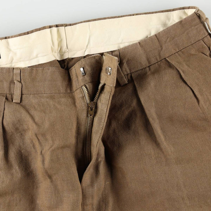Ralph Lauren POLO by Ralph Lauren two-pleat linen pants, men's size W33. linen Khaki type brown Vintage Second Hand