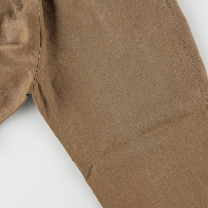 Ralph Lauren POLO by Ralph Lauren two-pleat linen pants, men's size W33. linen Khaki type brown Vintage Second Hand