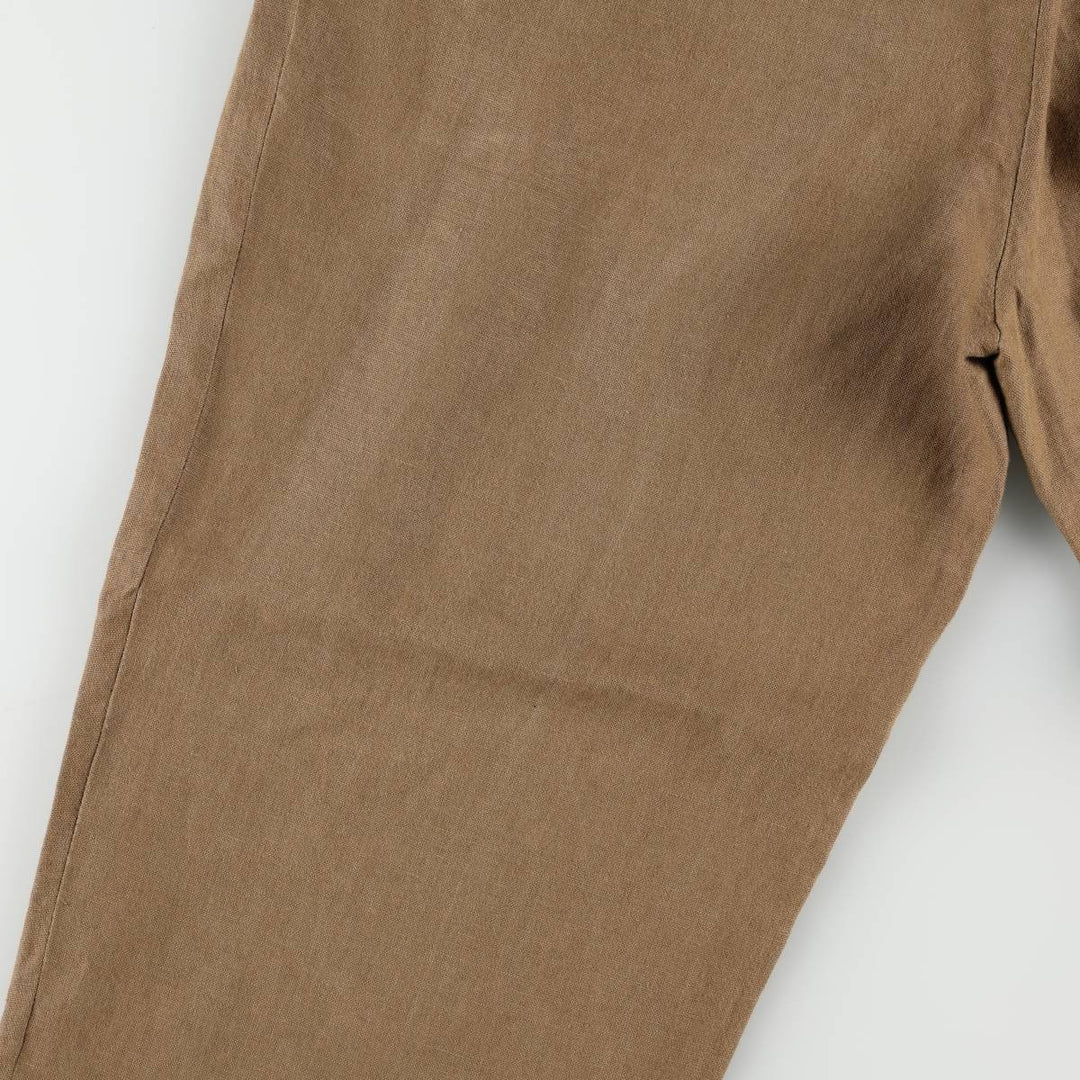 Ralph Lauren POLO by Ralph Lauren two-pleat linen pants, men's size W33. linen Khaki type brown Vintage Second Hand