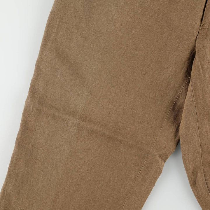 Ralph Lauren POLO by Ralph Lauren two-pleat linen pants, men's size W33. linen Khaki type brown Vintage Second Hand