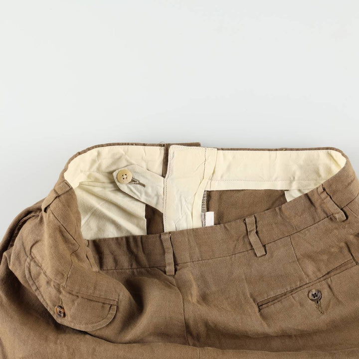 Ralph Lauren POLO by Ralph Lauren two-pleat linen pants, men's size W33. linen Khaki type brown Vintage Second Hand
