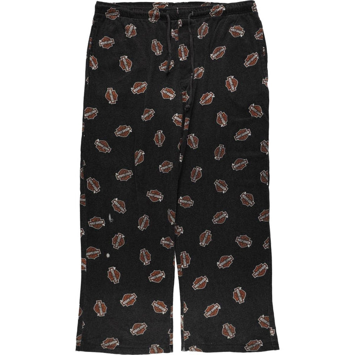 Harley-Davidson all-over print pajama pants, easy pants, men's size M equivalent. cotton black type Vintage Second Hand