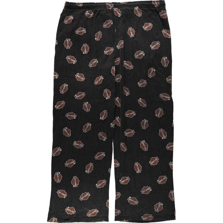 Harley-Davidson all-over print pajama pants, easy pants, men's size M equivalent. cotton black type Vintage Second Hand