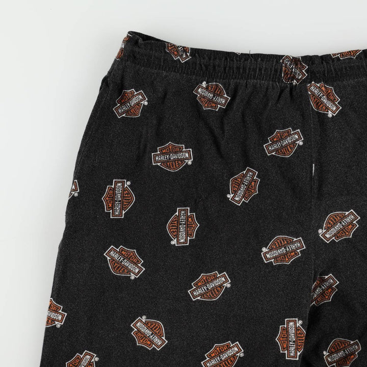 Harley-Davidson all-over print pajama pants, easy pants, men's size M equivalent. cotton black type Vintage Second Hand