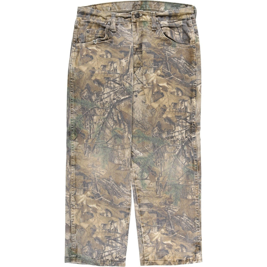 Wrangler PRO GEAR Camouflage Pattern Realtree Camo Tapered Denim Pants, Men's Size W32 cotton Khaki type Vintage Second Hand