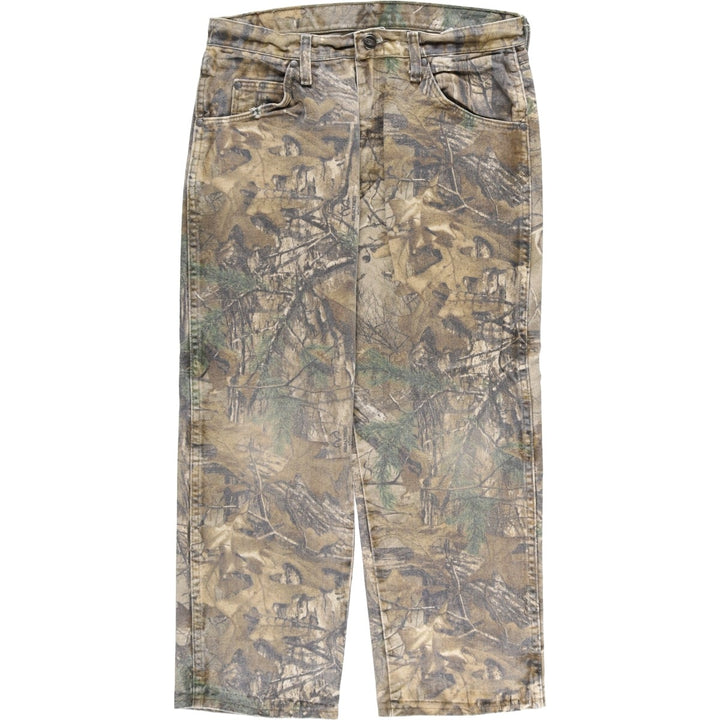 Wrangler PRO GEAR Camouflage Pattern Realtree Camo Tapered Denim Pants, Men's Size W32 cotton Khaki type Vintage Second Hand