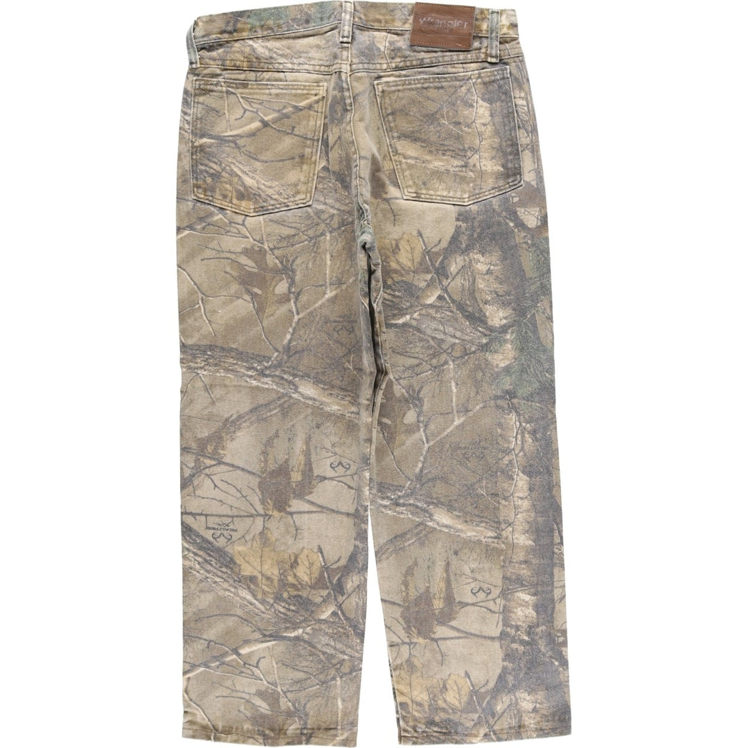 Wrangler PRO GEAR Camouflage Pattern Realtree Camo Tapered Denim Pants, Men's Size W32 cotton Khaki type Vintage Second Hand