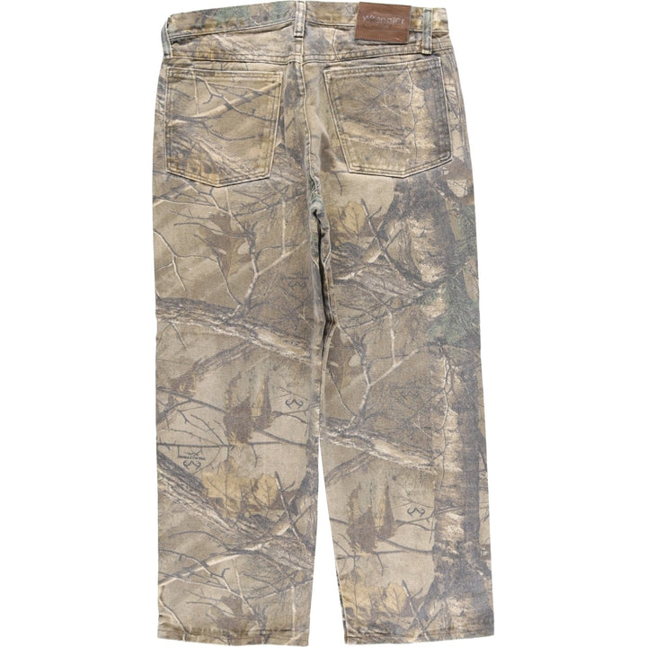Wrangler PRO GEAR Camouflage Pattern Realtree Camo Tapered Denim Pants, Men's Size W32 cotton Khaki type Vintage Second Hand