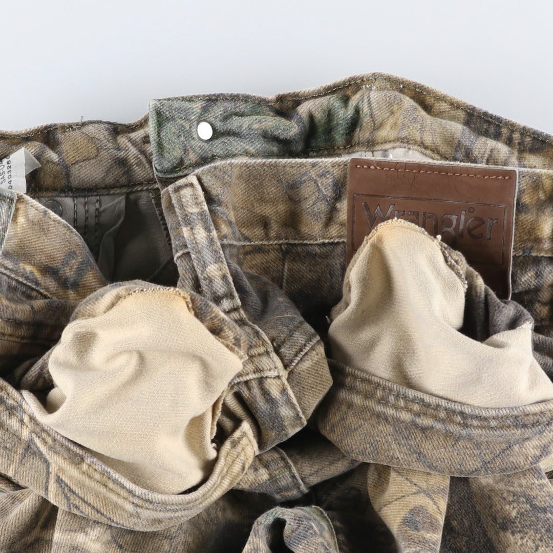 Wrangler PRO GEAR Camouflage Pattern Realtree Camo Tapered Denim Pants, Men's Size W32 cotton Khaki type Vintage Second Hand