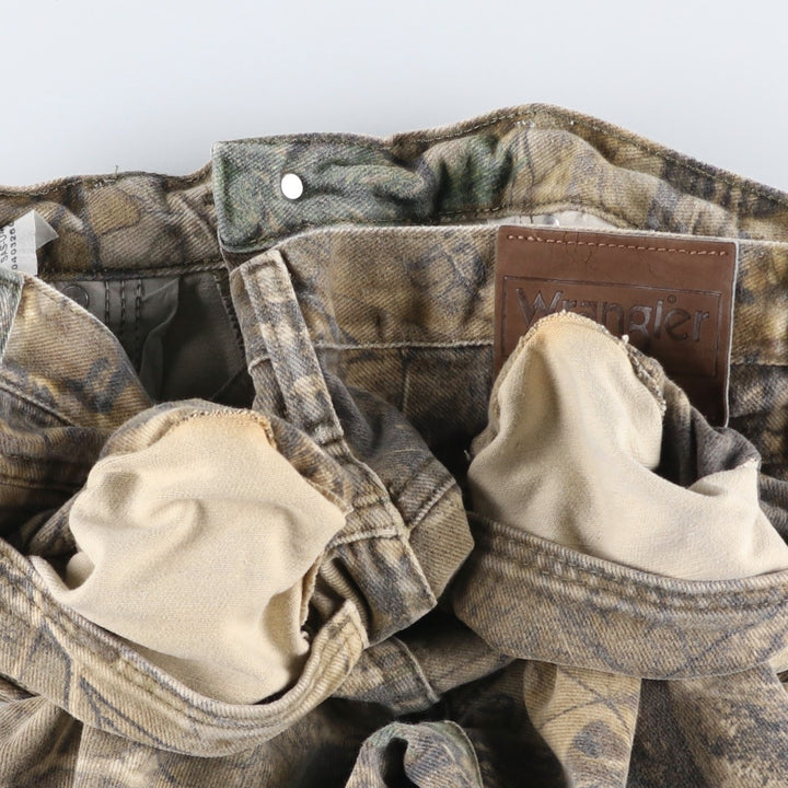 Wrangler PRO GEAR Camouflage Pattern Realtree Camo Tapered Denim Pants, Men's Size W32 cotton Khaki type Vintage Second Hand