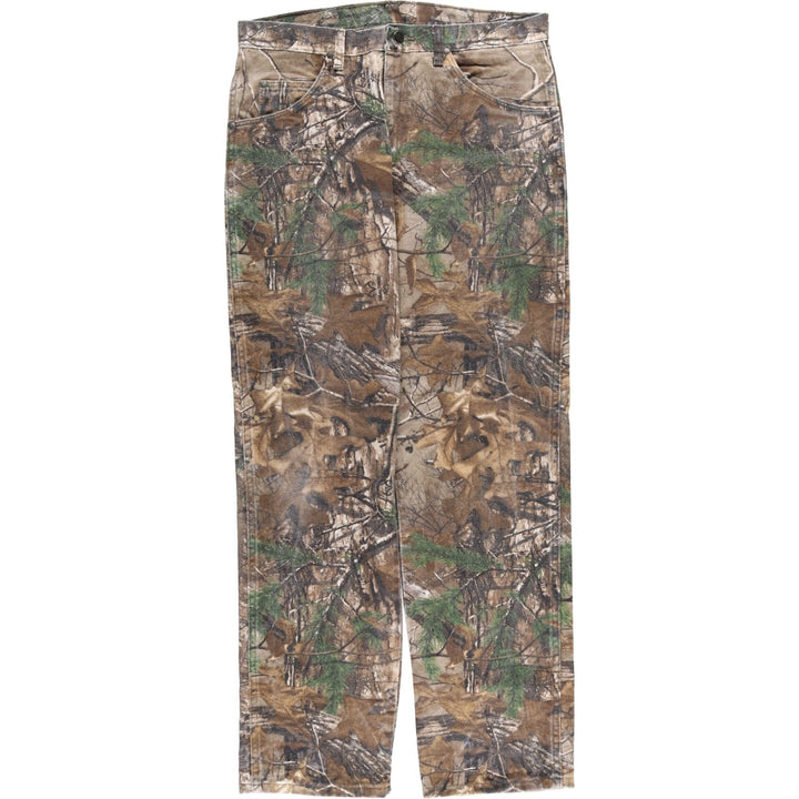 Wrangler PRO GEAR Camouflage Pattern Realtree Camo Tapered Denim Pants, Men's Size W35 cotton Khaki type Vintage Second Hand