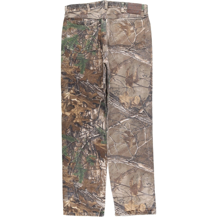 Wrangler PRO GEAR Camouflage Pattern Realtree Camo Tapered Denim Pants, Men's Size W35 cotton Khaki type Vintage Second Hand
