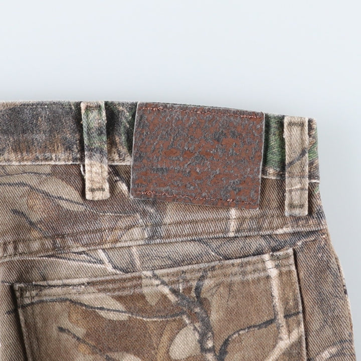 Wrangler PRO GEAR Camouflage Pattern Realtree Camo Tapered Denim Pants, Men's Size W35 cotton Khaki type Vintage Second Hand