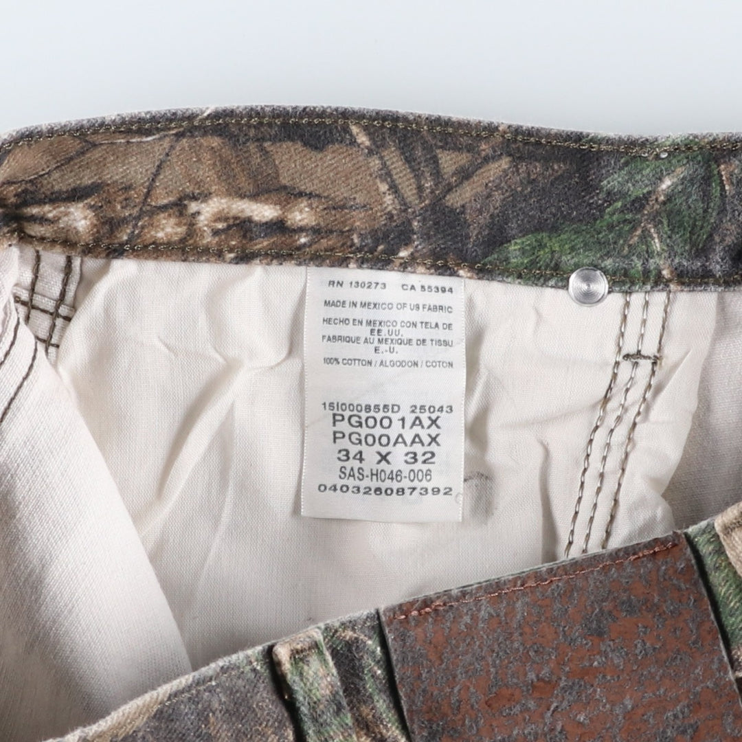 Wrangler PRO GEAR Camouflage Pattern Realtree Camo Tapered Denim Pants, Men's Size W35 cotton Khaki type Vintage Second Hand