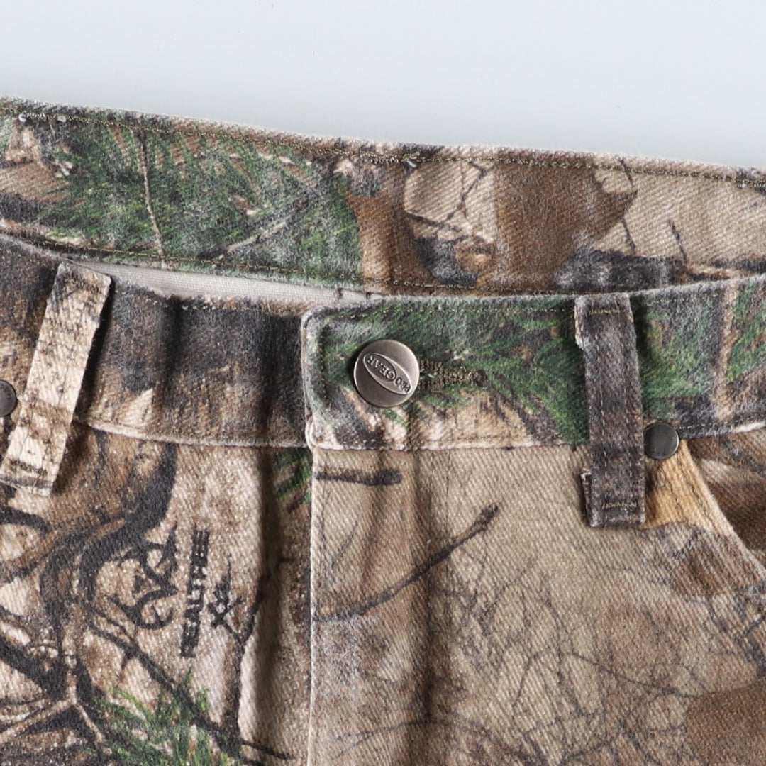 Wrangler PRO GEAR Camouflage Pattern Realtree Camo Tapered Denim Pants, Men's Size W35 cotton Khaki type Vintage Second Hand