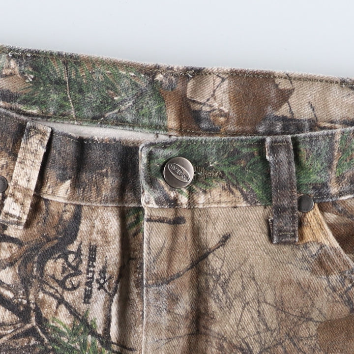 Wrangler PRO GEAR Camouflage Pattern Realtree Camo Tapered Denim Pants, Men's Size W35 cotton Khaki type Vintage Second Hand