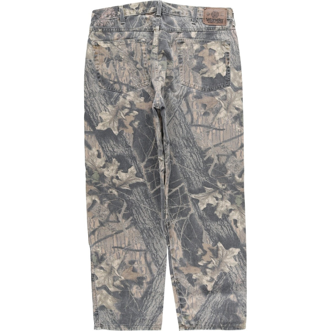 Wrangler Camouflage Pattern Realtree Camo Double Knee Tapered Denim Pants, Men's Size W36 unclear Khaki type Vintage Second Hand