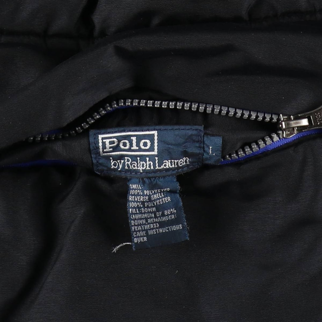 Ralph Lauren POLO by Ralph Lauren Reversible Down Jacket (Men's Size L) - Special Price (Slightly Imperfect) polyester black type Vintage Second Hand