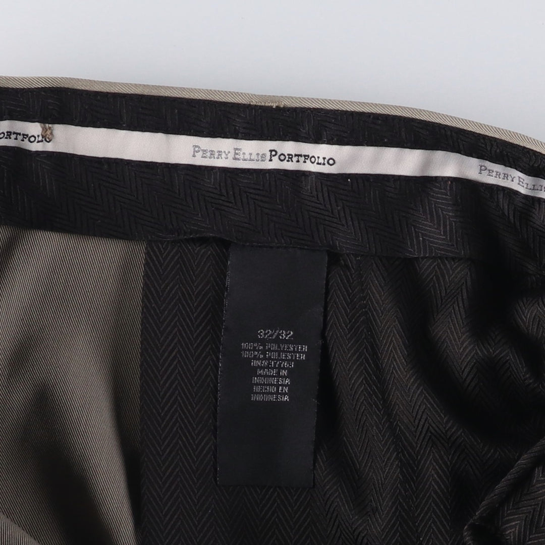 Perry Ellis PERRY ELLIS PORTFOLIO Two-pleat Slacks Men's Size W34 polyester gray type Vintage Second Hand