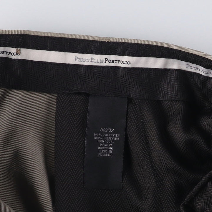 Perry Ellis PERRY ELLIS PORTFOLIO Two-pleat Slacks Men's Size W34 polyester gray type Vintage Second Hand