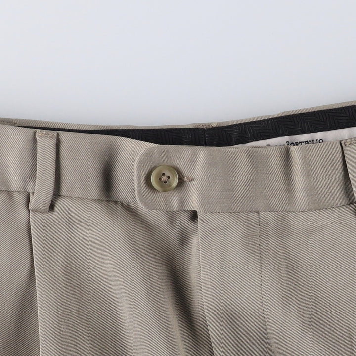 Perry Ellis PERRY ELLIS PORTFOLIO Two-pleat Slacks Men's Size W34 polyester gray type Vintage Second Hand