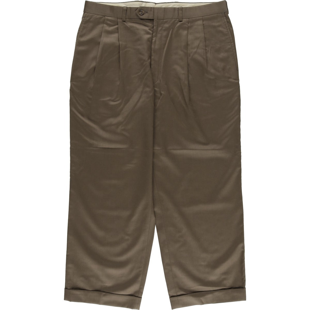 Ralph Lauren TOTAL COMFORT two-pleat wool trousers/slacks, made in Canada, men's size W34 (approx.) wool brown type Vintage Second Hand