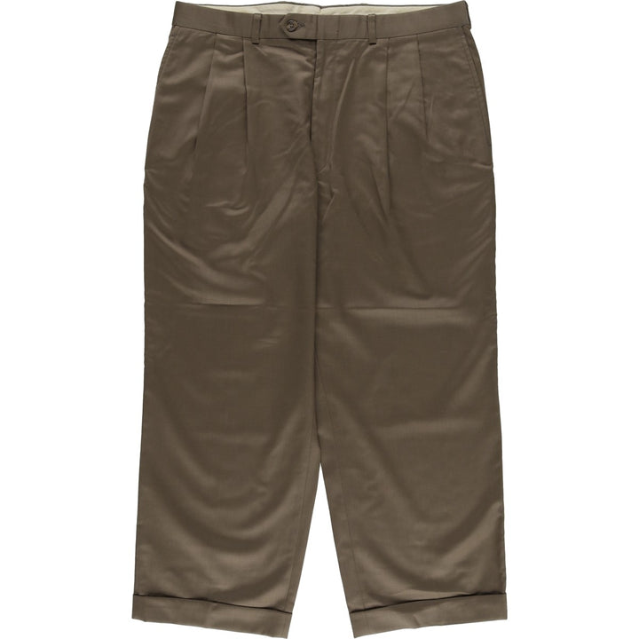 Ralph Lauren TOTAL COMFORT two-pleat wool trousers/slacks, made in Canada, men's size W34 (approx.) wool brown type Vintage Second Hand