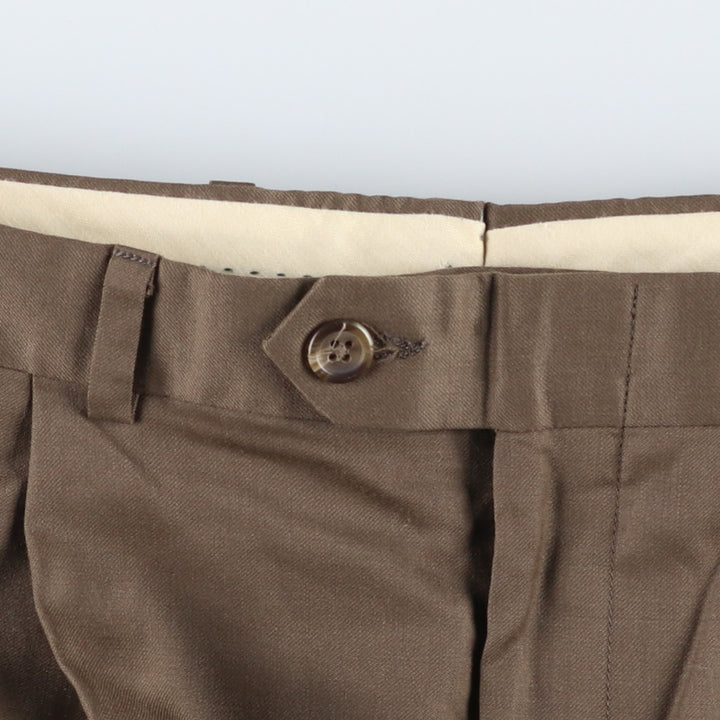 Ralph Lauren TOTAL COMFORT two-pleat wool trousers/slacks, made in Canada, men's size W34 (approx.) wool brown type Vintage Second Hand