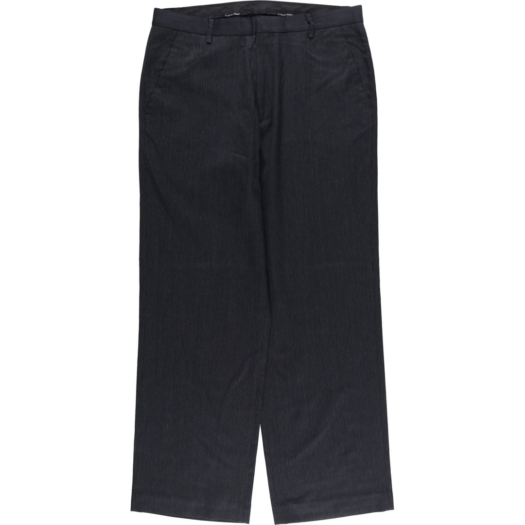 2000s~ Calvin Klein Striped Wool Pants, Men's Size W33 wool black type Vintage Second Hand